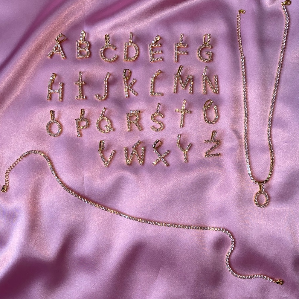 Letter Initial Pendant Tennis Chain